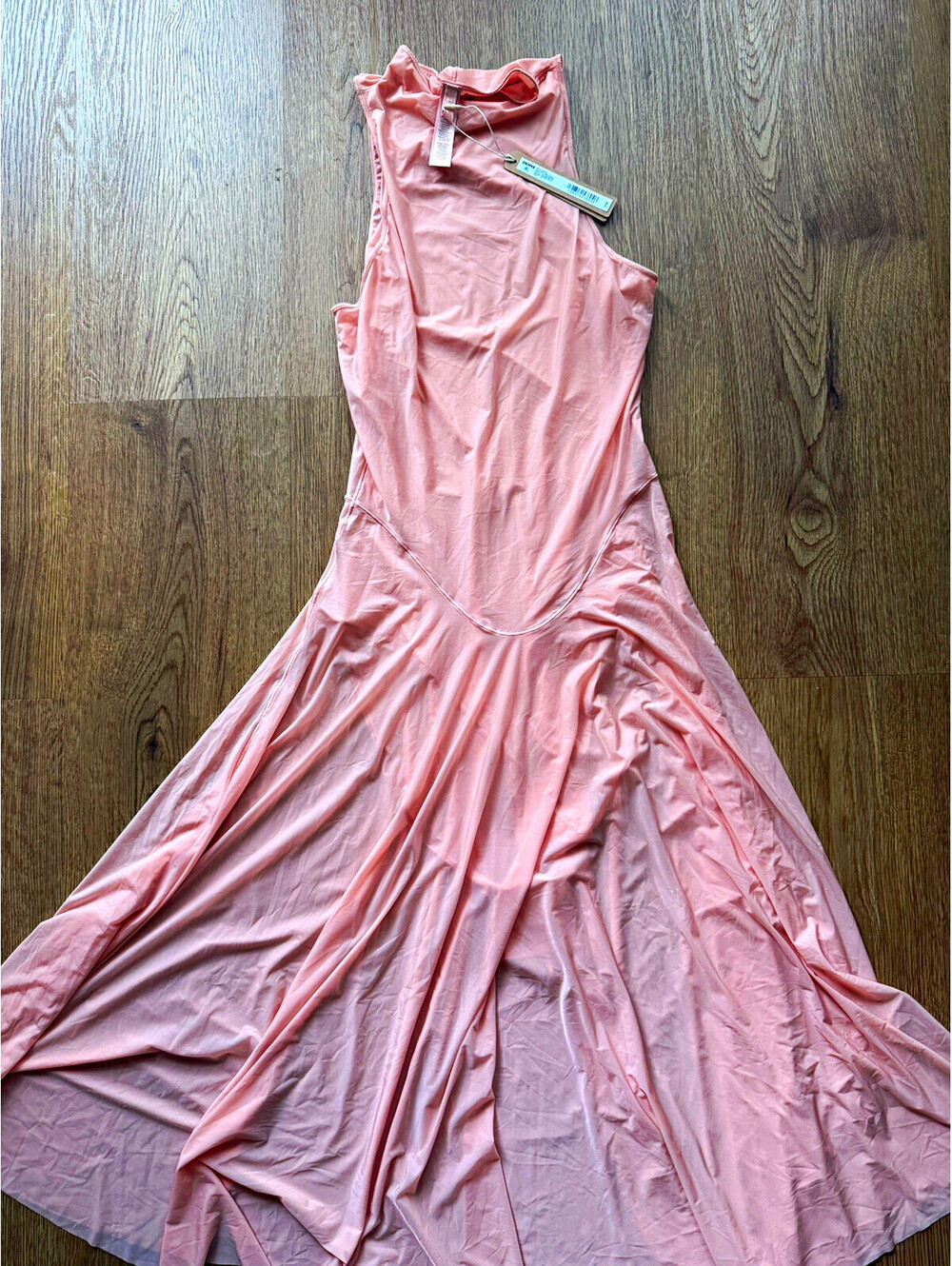 SKIMS Milky Sheer High Neck Maxi Dress Rose Pink Size Small NWT $108